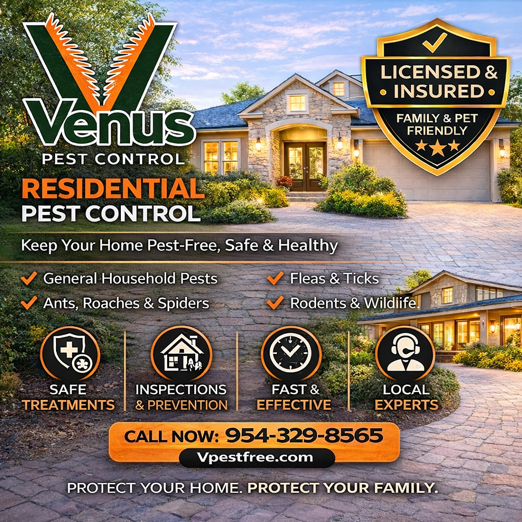 Residential pest control services by Venus Pest Control with safety and local expertise.