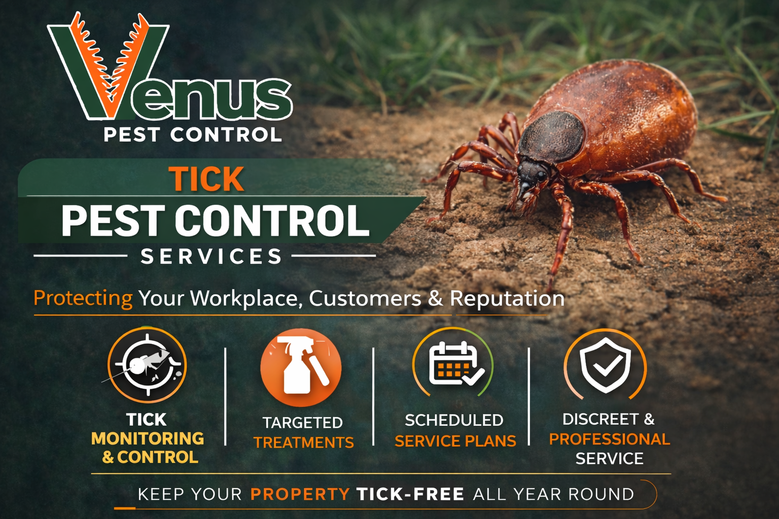 Venus Pest Control offers professional tick pest control services for homes and workplaces.