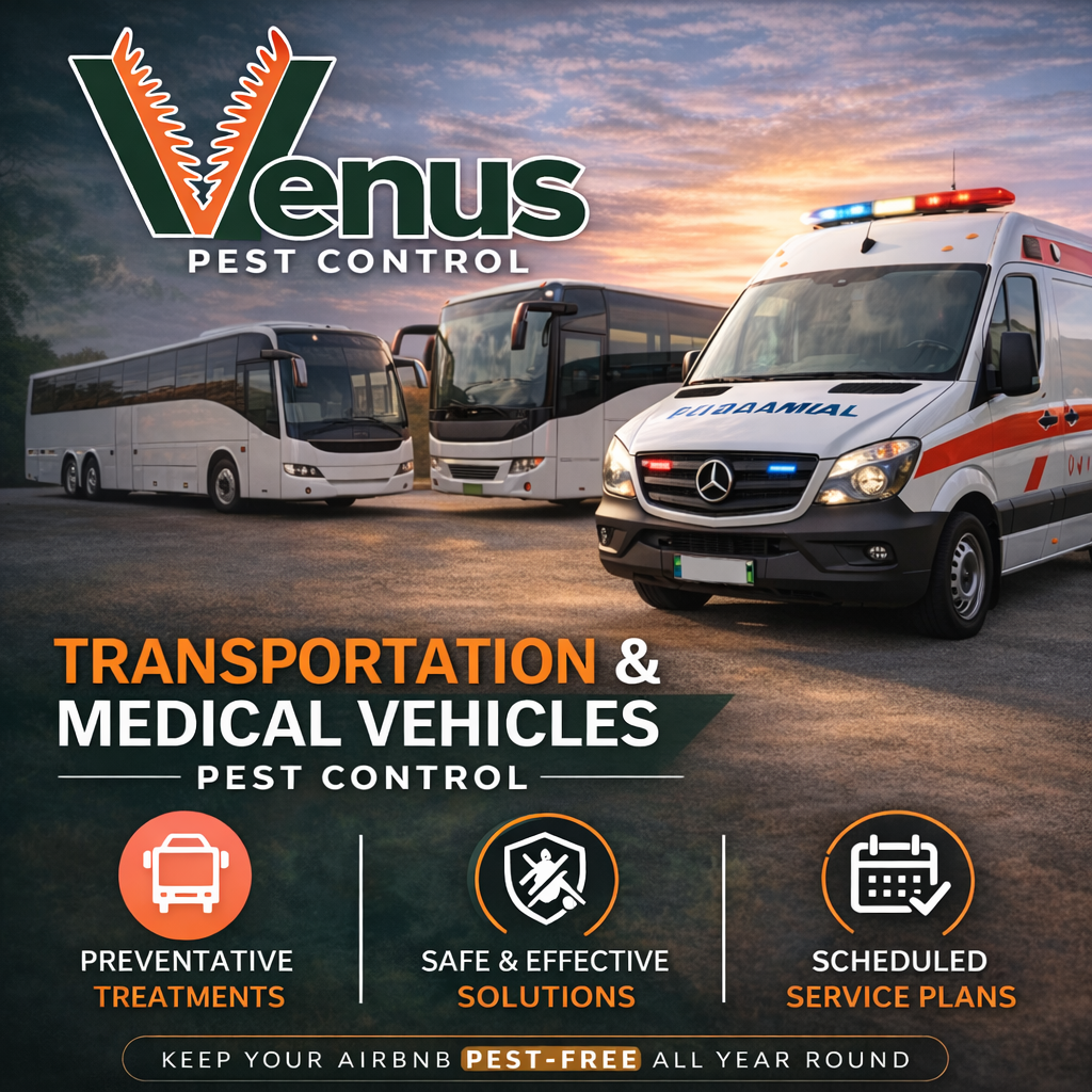 Transportation and medical vehicles pest control by Venus Pest Control.
